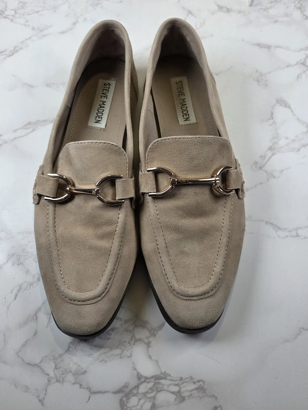Steve Madden Beige Suede Horsebit Loafers(B9) - Picture 2 of 7